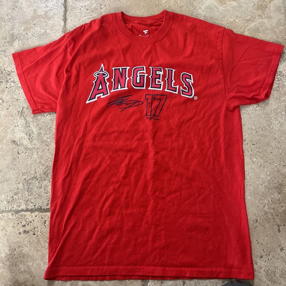 Men's Fanatics Branded Red Los Angeles Angels‎ Medium T-Shirt Hunter Dozier #17